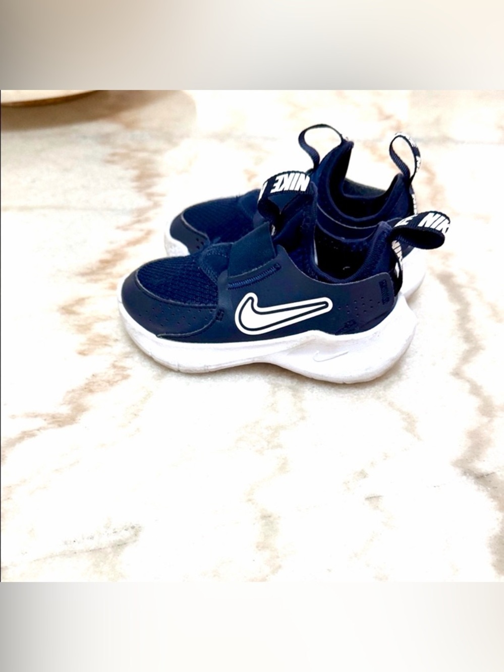 Nike Kids Navy and White Slip-On Sneakers with Pull Tabs